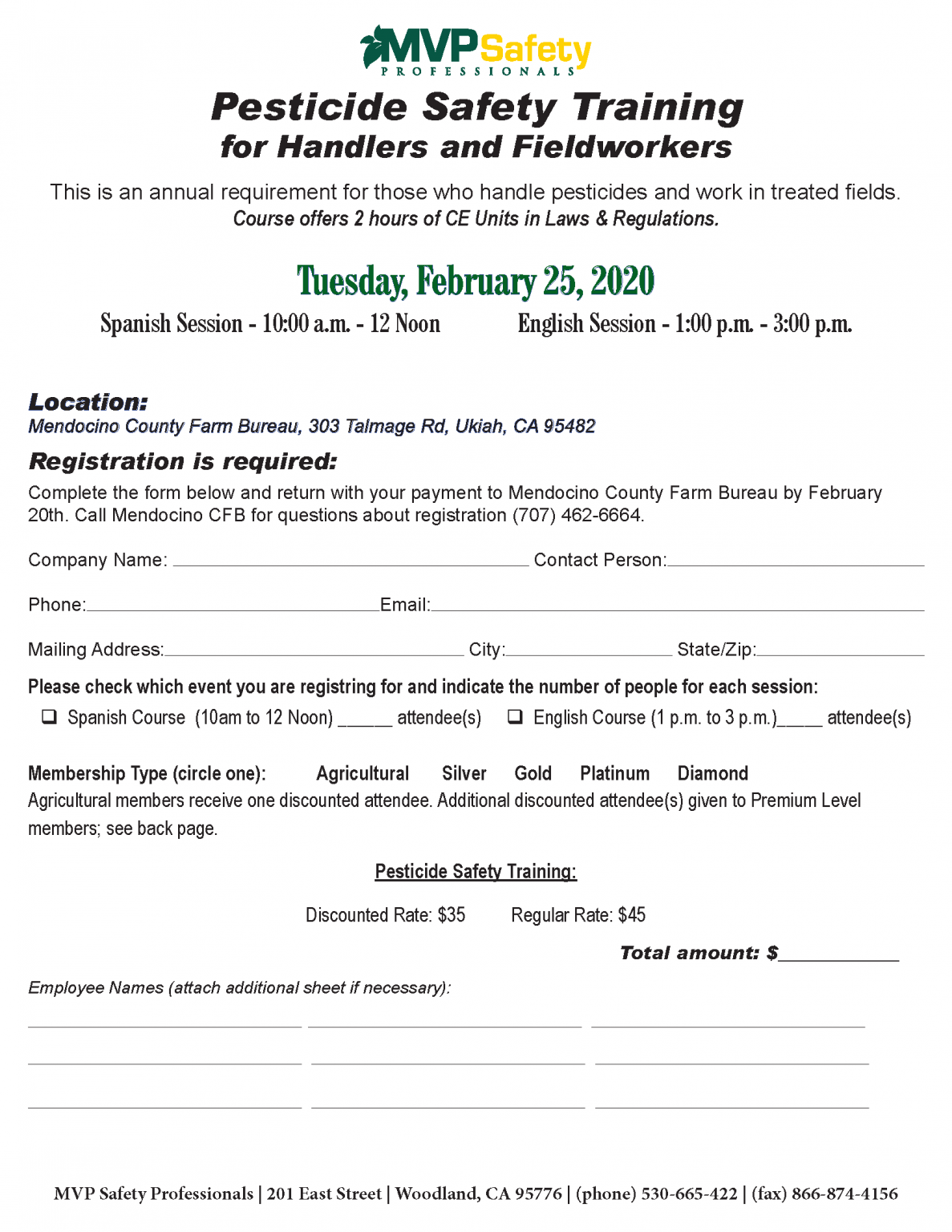 Pesticide Safety Training Mendocino County Farm Bureau