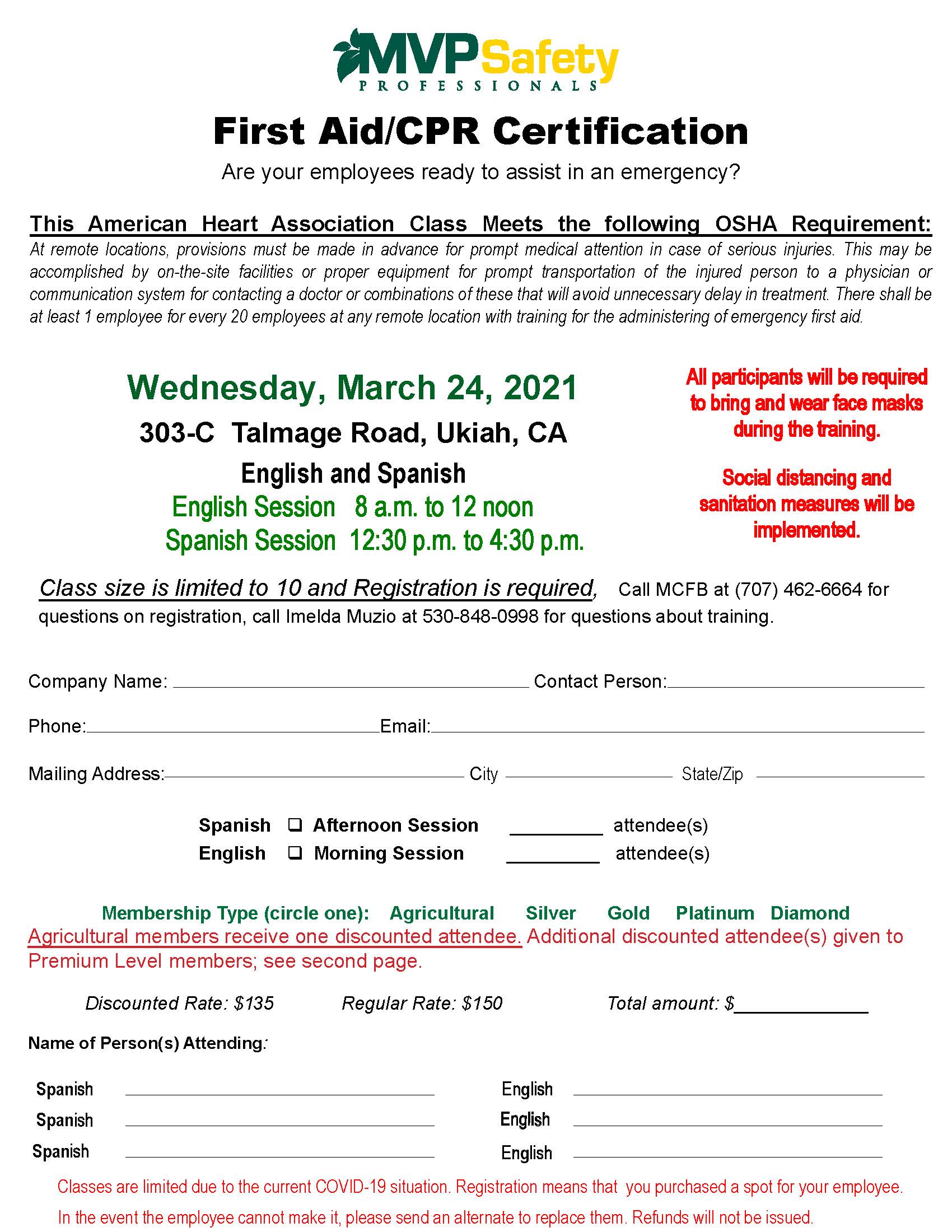 First Aid Cpr Certification Mendocino County Farm Bureau